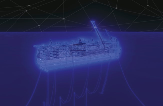 A digital image of an anchored ship