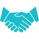An icon of a hand shake depicting respect