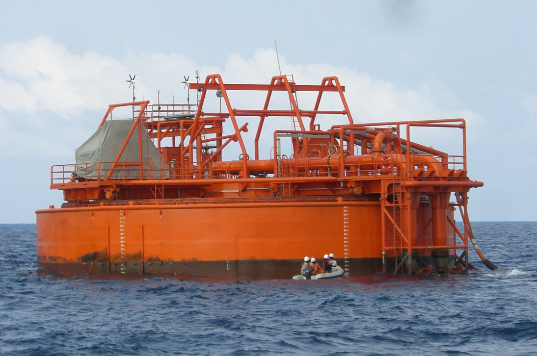 An offshore oil and gas load monitoring bouy at sea