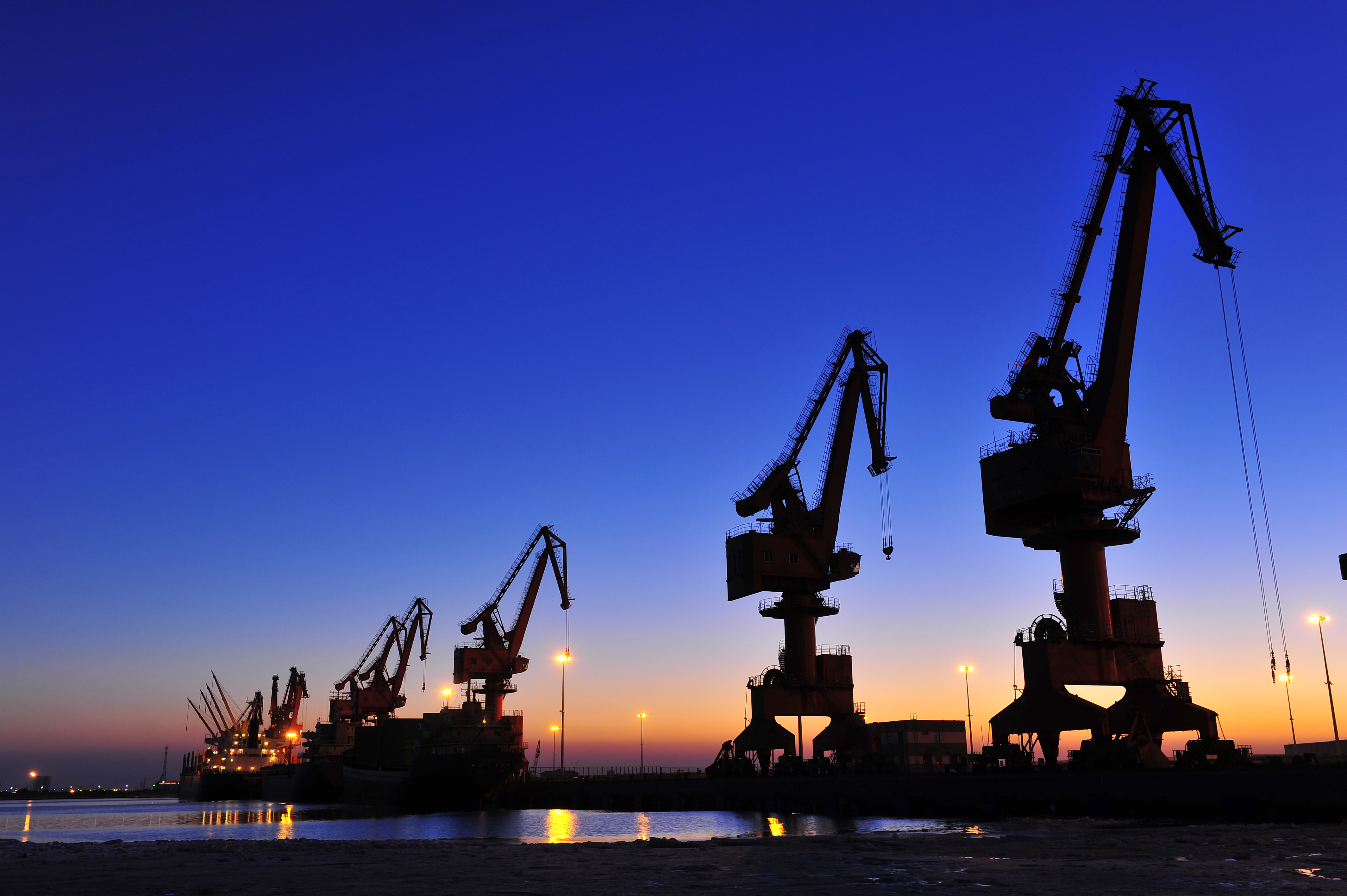 Picture of cranes against a night sky