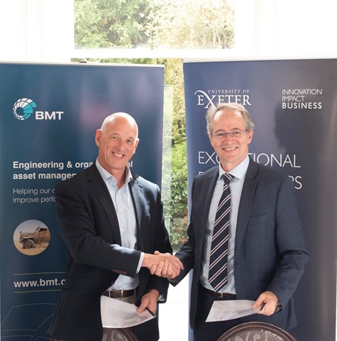Two men shaking hands - Mark Sullivan, BMT and University of Exeter collaboration
