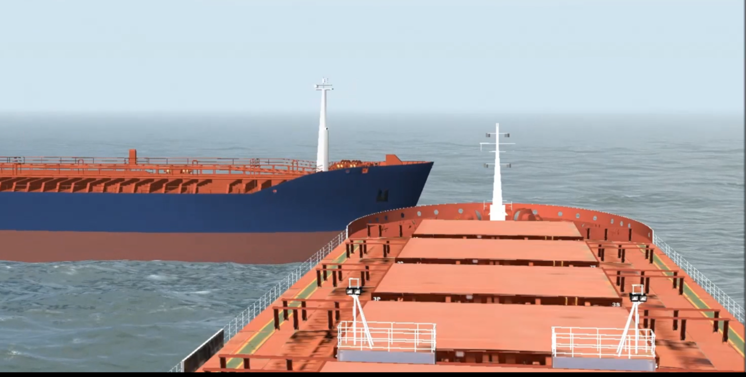 Simulated vessel collision