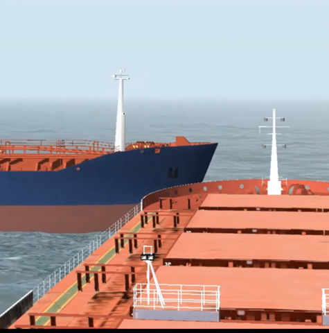 Simulated vessel collision