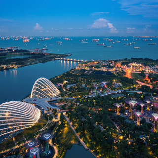 Singapore harbour at night