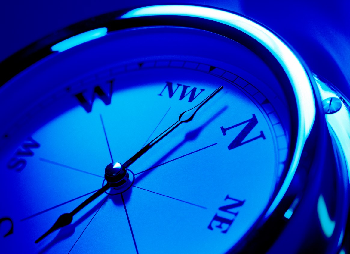 Compass in blue tones