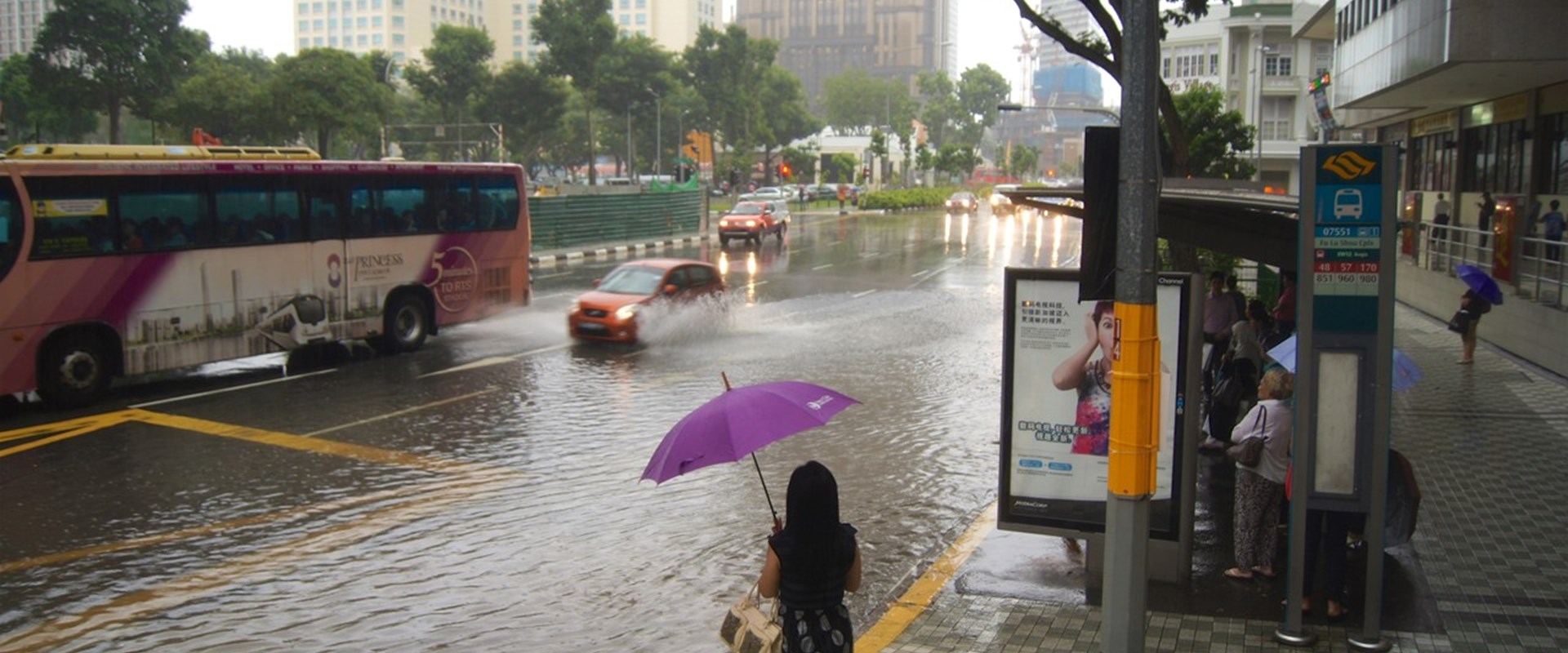 An image of flooding in a Singapore street