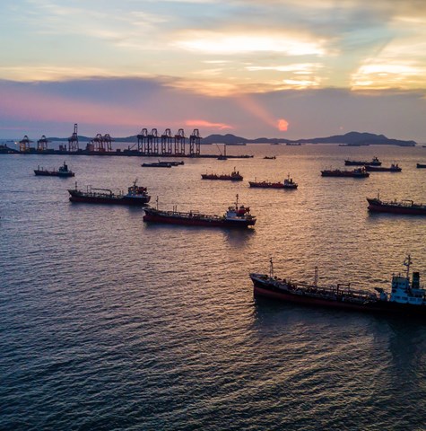 A picture of about 20 boats sitting in a marina at night