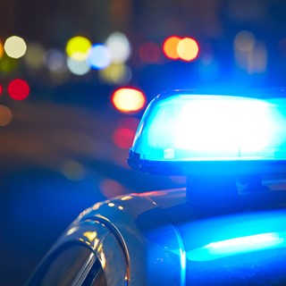A police car light at night