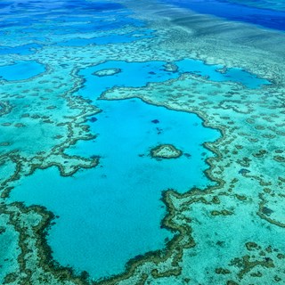 An aerial image of the Great Barrier Reef in Australia