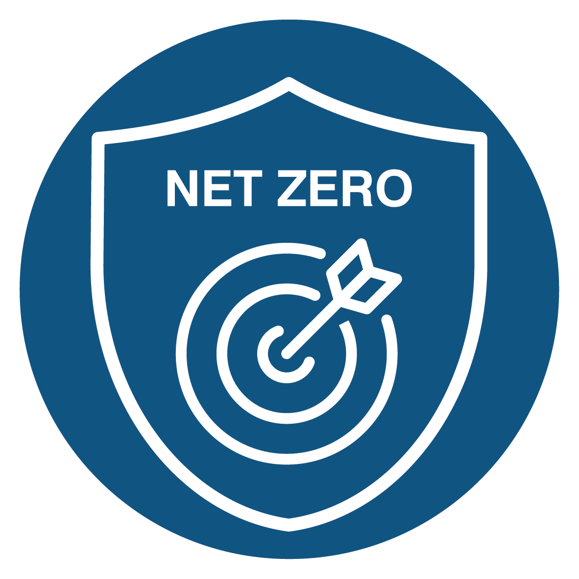 An icon showing a target inside a shield with an arrow in the centre and the title Net Zero